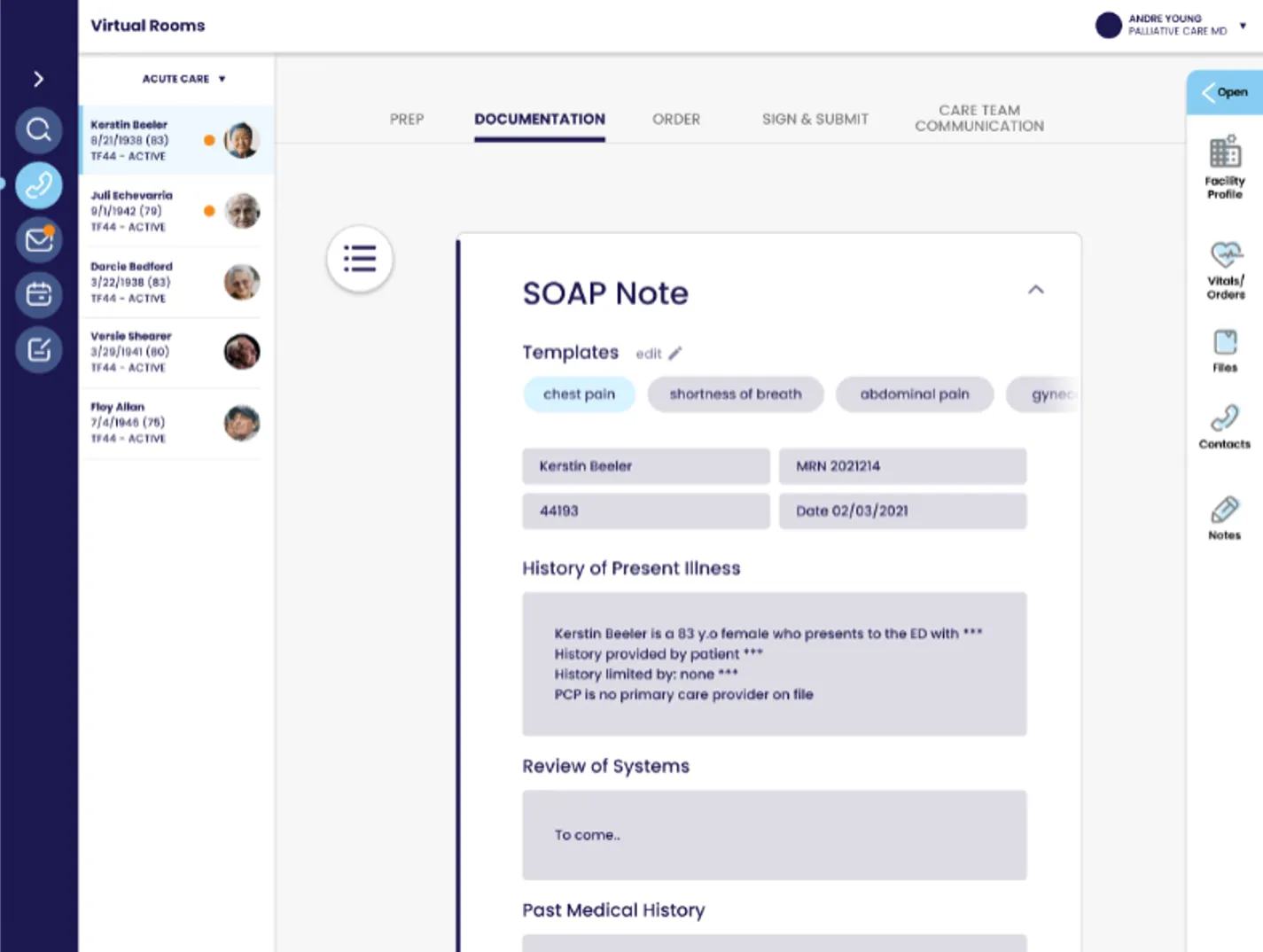 SOAP-note documentation alongside the video visit